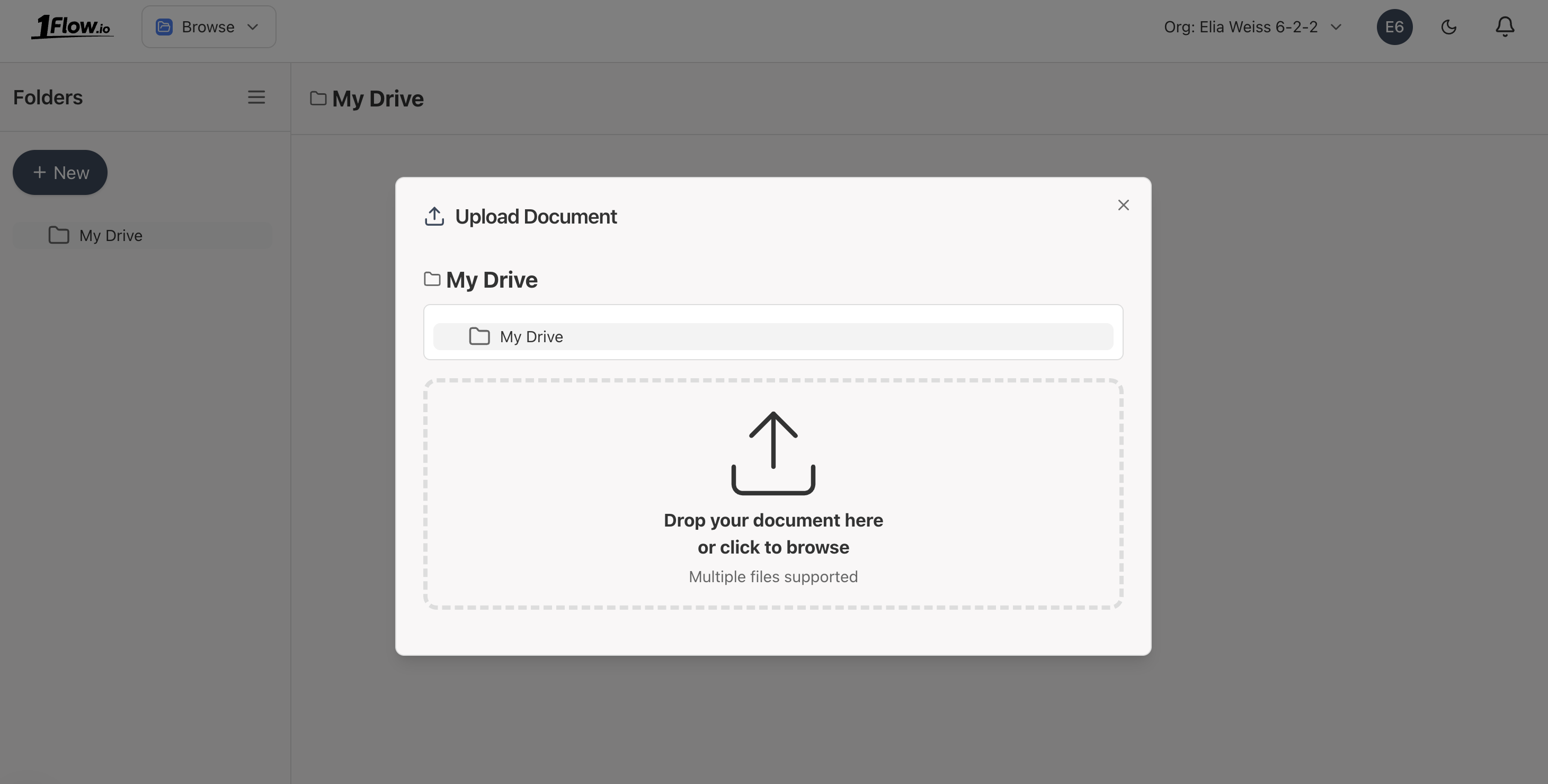 Upload document screen